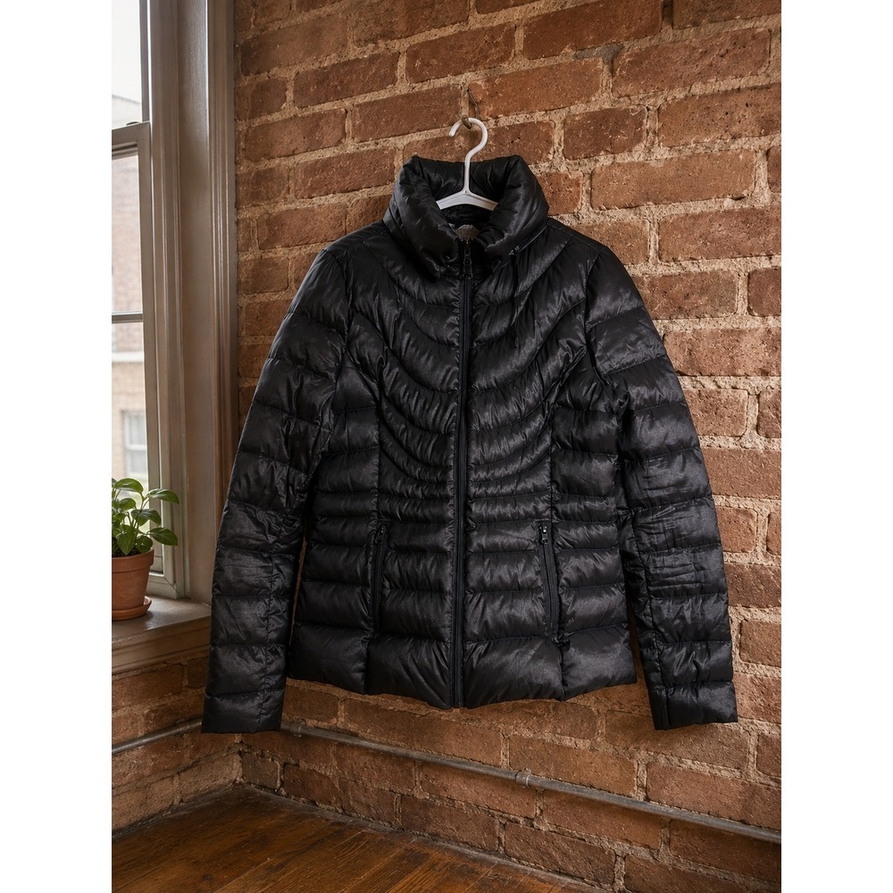 Black Packable Premium Down Puffer Jacket Small Gorpcore Fall Coat Minimalist